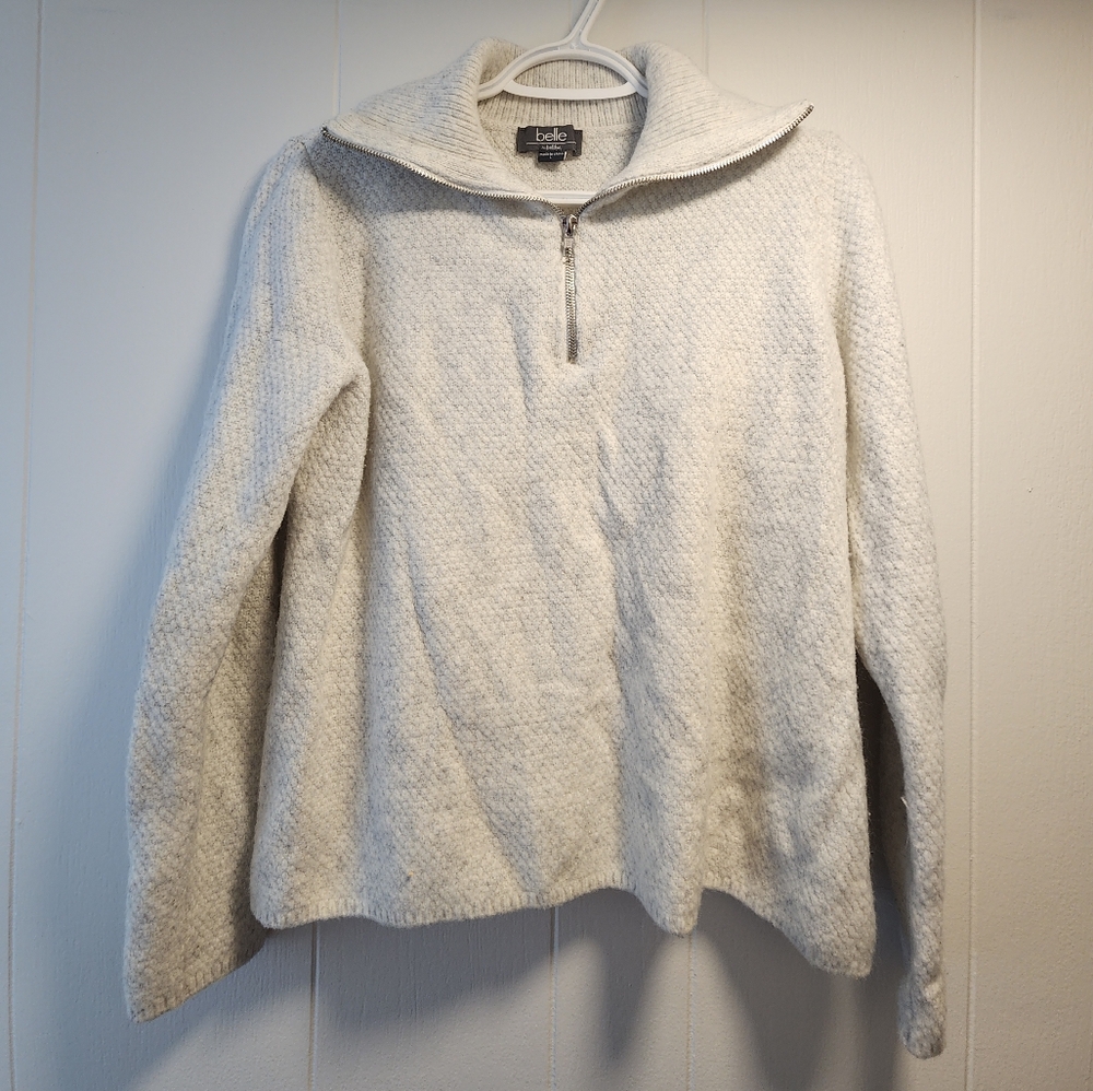 Belldini Quarter Zip White Sweater Size Large